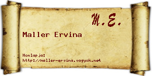 Maller Ervina névjegykártya